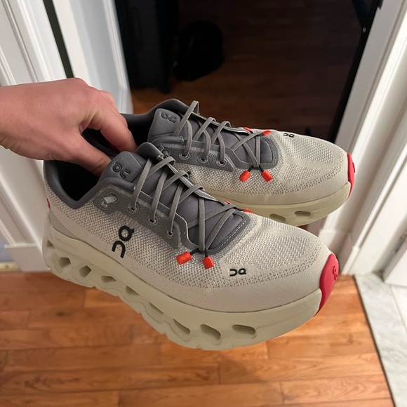 On Running Gray and Cream Sneakers